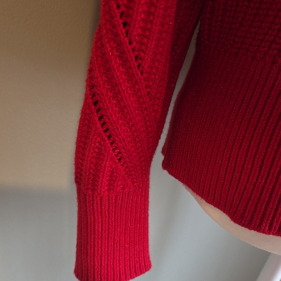 INC International Concepts Vibrant Red Cutout Turtleneck Sweater - Picture 3 of 6